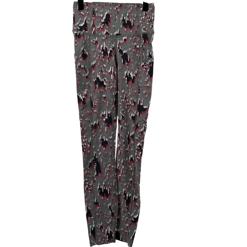 Lululemon Women 2‎ Fast Free High Rise Tight 25" Legging Floral Flux Multi Gray